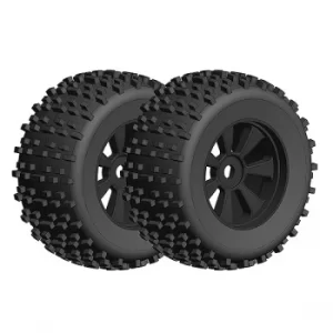 Image of Corally Offroad 1/8 Monster Truck Tires Gripper Glued On Black Rims 1 Pair