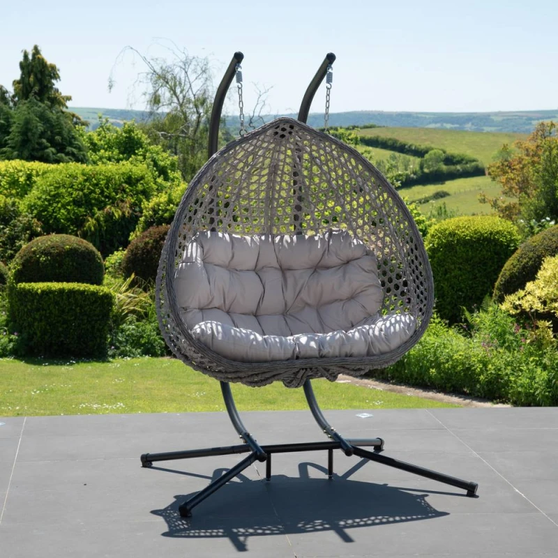 Image of Artemis Home Alston Double Garden Hanging Egg Chair in Light Grey Light Grey Unisex