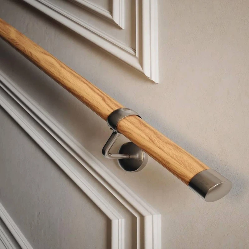 Image of Woodworx Solid Oak Premium Easy Install Indoor Modern Stair Handrail Kit 3.6 m in Brown Brown Unisex