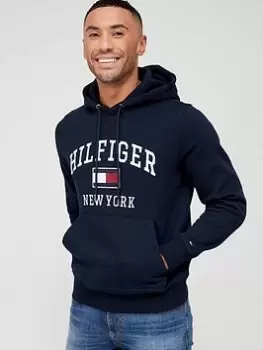 Image of Tommy Hilfiger Modern Varsity Overhead Hoodie - Desert Sky Navy, Desert Sky Navy, Size 2XL, Men