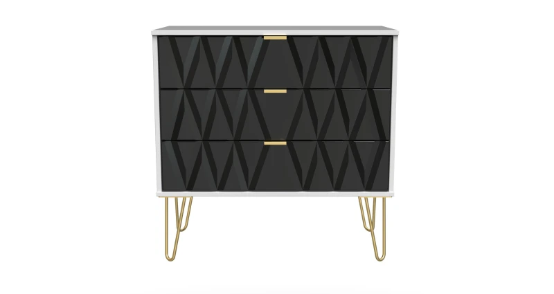 Image of Ready Assembled 2 U Dallas 3 Drawer Chest (Ready Assembled) in Black Unisex