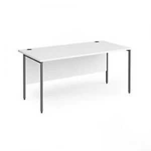 Image of Dams International Rectangular Straight Desk with White MFC Top and Graphite H-Frame Legs Contract 25 1600 x 800 x 725mm