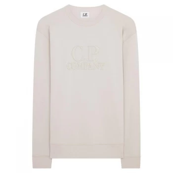 Image of CP Company Stitch Front Logo Crew Sweater - Moon Grey 906