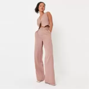 Image of Missguided Pinstripe Wide Leg Trouser - Pink