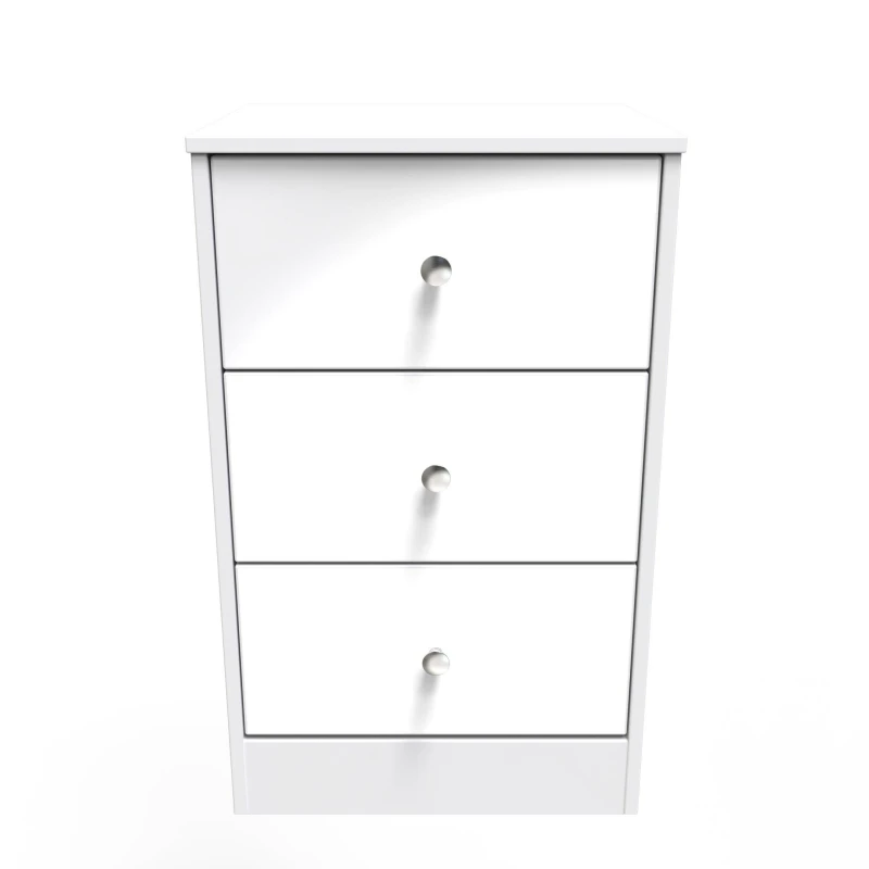 Image of Taunton 3 Drawer Bedside Cabinet In White (Ready Assembled)