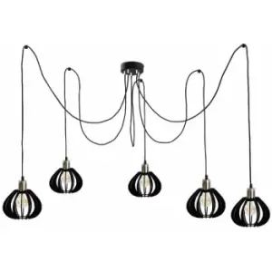 Image of Keter Gemma Cluster Pendant Ceiling Light Black, Gold, 5x E27