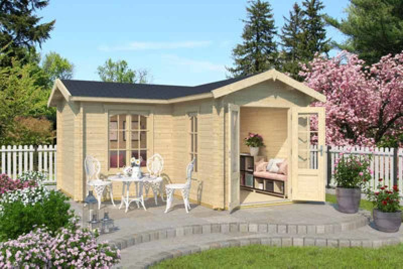 Image of Lasita Maja Portsmouth-Log Cabin, Wooden Garden Room, Timber Summerhouse, Home Office - L450 X W447.6 X H245.1 Cm