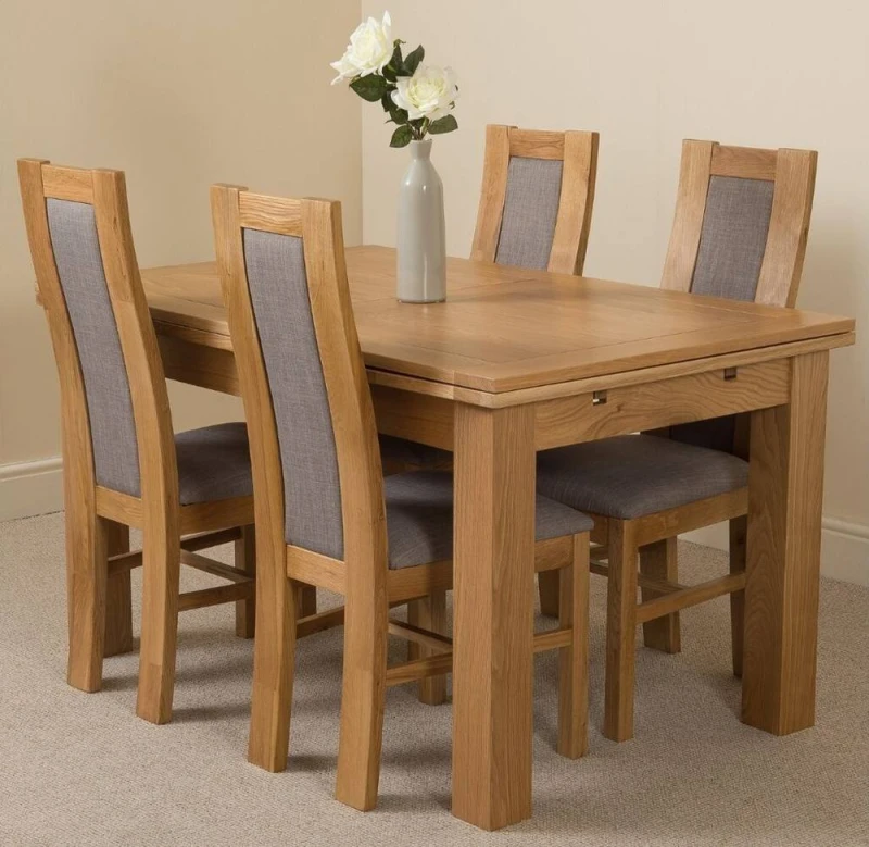 Image of Thats Furniture Richmond 140-220cm Oak Extending Dining Table & 4 Stanford Chairs in Brown Brown Unisex