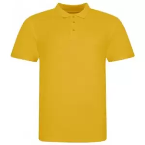 Image of Awdis Mens Piqu Cotton Short-Sleeved Polo Shirt (3XL) (Mustard Yellow)