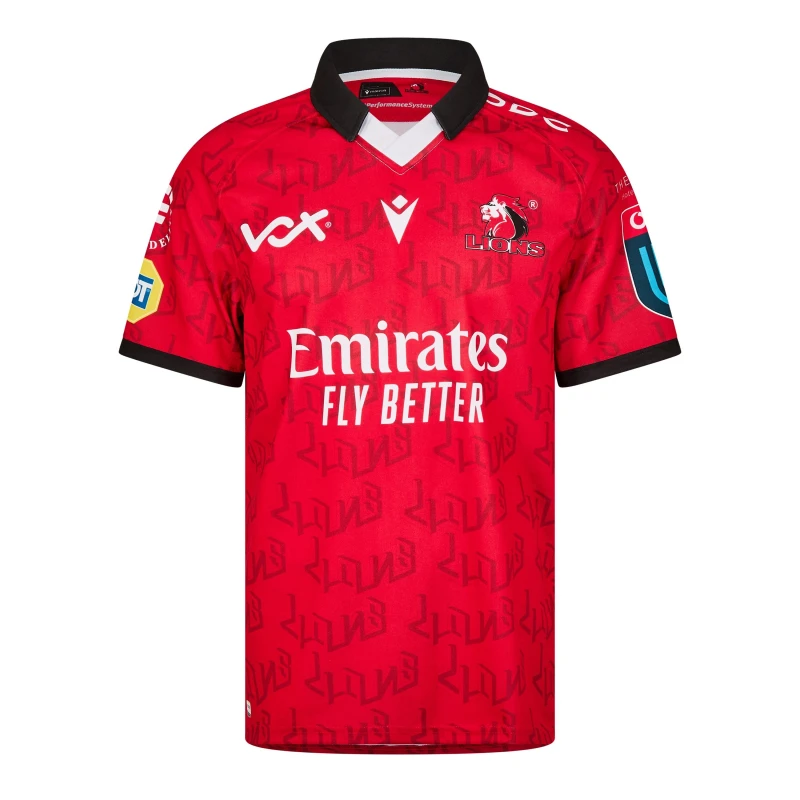Image of Macron Lions Home Rugby Shirt 2023 2024 Adults Red male Small