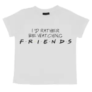 Image of Friends Girls Rather Be Watching Cropped T-Shirt (12 Years) (White)