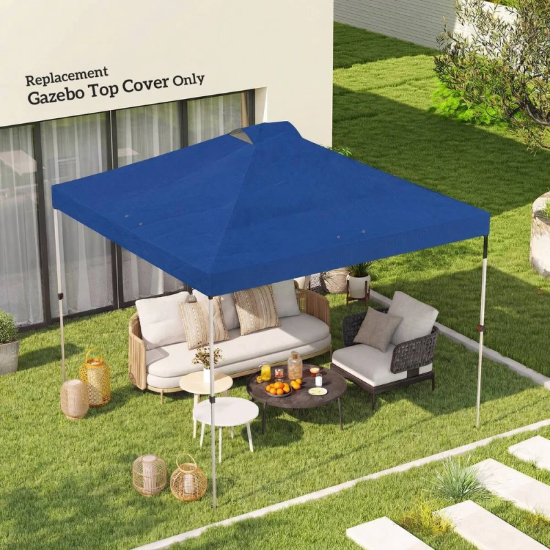 Image of OUTSUNNY Gazebo Roof Replacement UV50+ Waterproof for 3 x 3m Frame in Blue Size: 3000mm x 3000mm Blue Unisex 3000mm x 3000mm