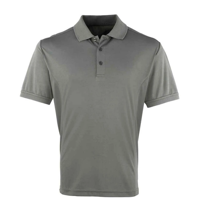 Image of Premier Premier Men Coolchecker Pique Polo Shirt in Dark Grey Size: Small Dark Grey S Male 5063527056177