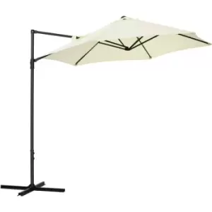 Image of 2.5M Offset Roma Patio Umbrella w/ 360° Rotation and Base, Beige - Beige - Outsunny