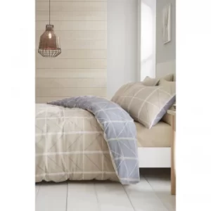 Image of Catherine Lansfield Geometric Grid Reversible Duvet Set