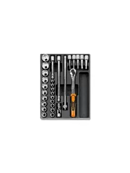 Image of Beta Tools T82 29pc 1/2" Hex Socket & Wobble Accessory Set Tray for Roller Cabs