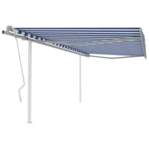 Image of Vidaxl Manual Retractable Awning With Posts 4X3.5 M Blue And White