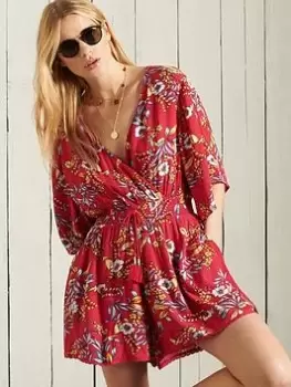 Image of Superdry Summer Playsuit -red, Red, Size 10, Women