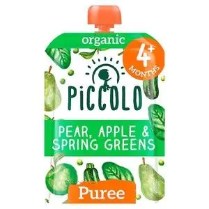 Image of Piccolo Organic Pear, Apple Spring Greens 100g From 4m+