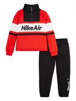 Image of Nike Sportswear Air Younger Boys 1/2 Zip Tracksuit - Red/Black