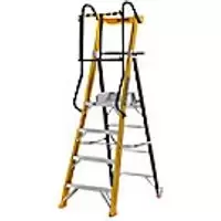 Image of GPC Glass Fibre Podium Step 4 Tread Integral Tool Tray 150kg Yellow