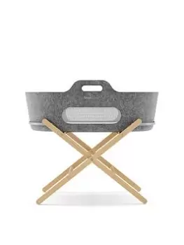 Image of Snuz SnuzBaskit Moses Basket & Natural Stand Set - Dark Grey