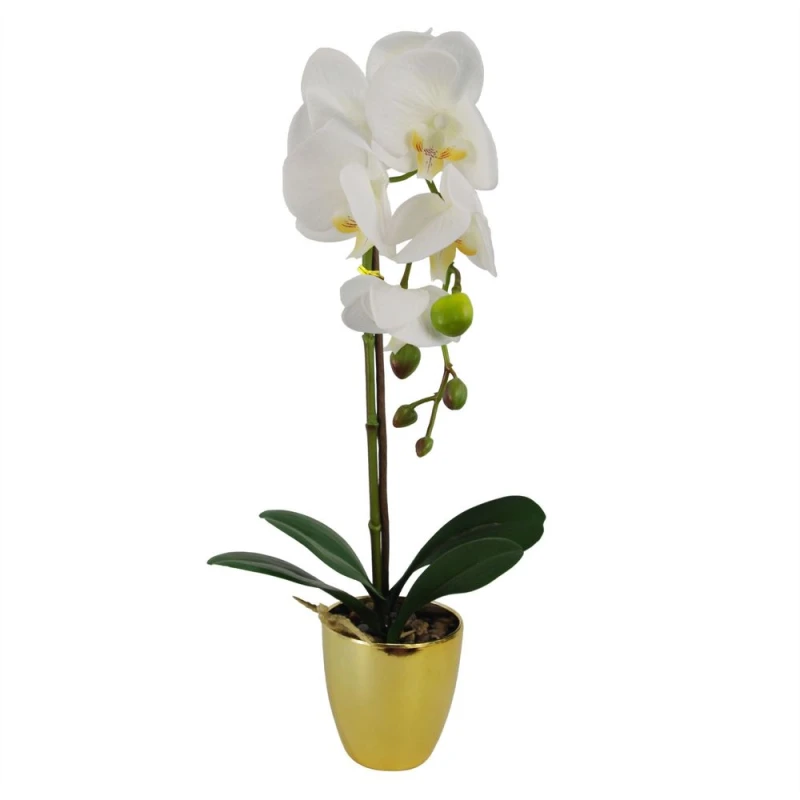 Image of Leaf 46cm Artificial Orchid Dark White / Silver White unisex