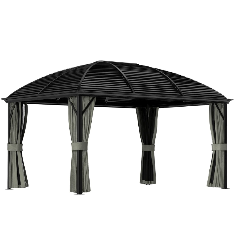 Image of Outsunny Outsunny 3 x 4m Hardtop Gazebo Aluminium Garden Pavilion Dark Grey
