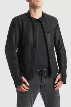 Image of Pando Moto Mens Leather Motorcycle Jacket - Tatami Lt 01 Black L