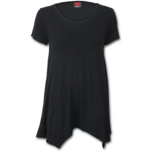 Image of Urban Fashion Smock - Tunic Casual Womens Small Short Sleeve Top - Black