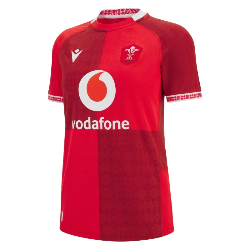 Image of Macron Wales Rugby Home Shirt 2025 Womens Red female 12 (M)