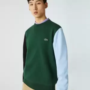 Image of Mens Lacoste Brushed Fleece Sweatshirt Size 8 - 3XL Green / Black / Blue