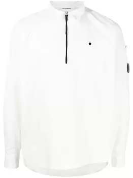 Image of C.P. COMPANY Patch Pocket Quarter Zip Shirt White