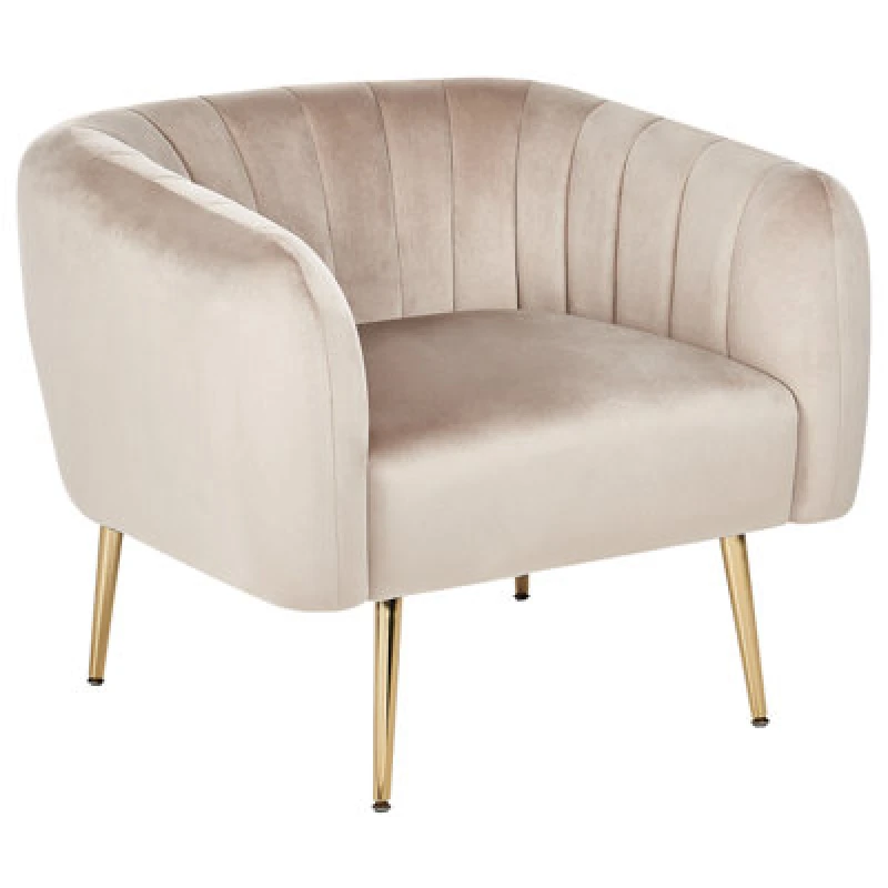 Image of Beliani Velvet Armchair Taupe Laconia