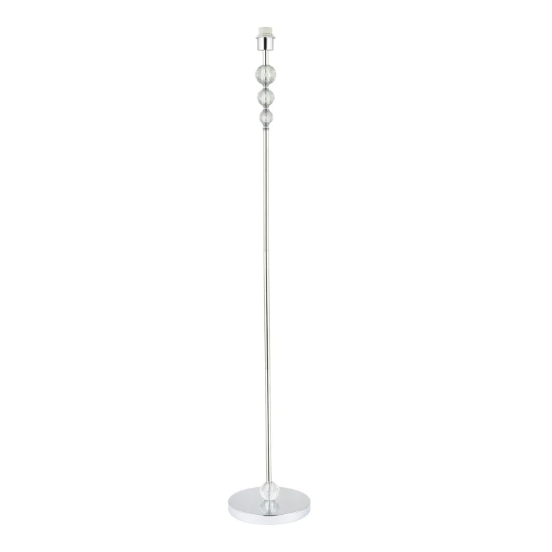 Image of Happy Homewares Modern Designer Chrome Floor Lamp Base with Clear Crystal Glass Faceted Spheres in Silver Silver Unisex