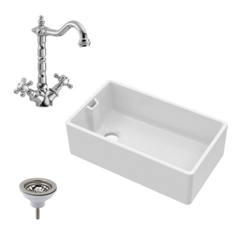 Image of Balterley Fireclay Belfast Sink Overflow Tap Waste 795mm White