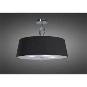 Image of Ninette Semi Ceiling Light 4 Bulbs E27, polished chrome with Black shade