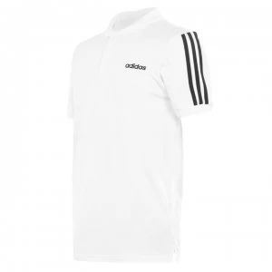 Image of adidas Mens Cotton 3-Stripes Polo Shirt - White/Black