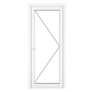 Image of Crystal uPVC Clear Single Door Half Glass Half Panel Left Hand Open 890mm x 2090mm Clear Glazing - White