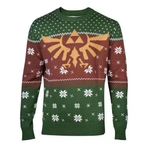 Image of Nintendo - Golden Royal Hyrule Crest Christmas Mens Small Sweater - Multi-Colour