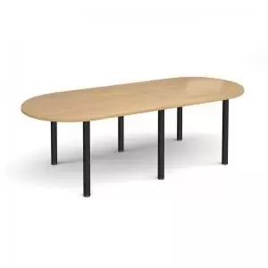 Image of Radial end meeting table 2400mm x 1000mm with 6 Black radial legs -