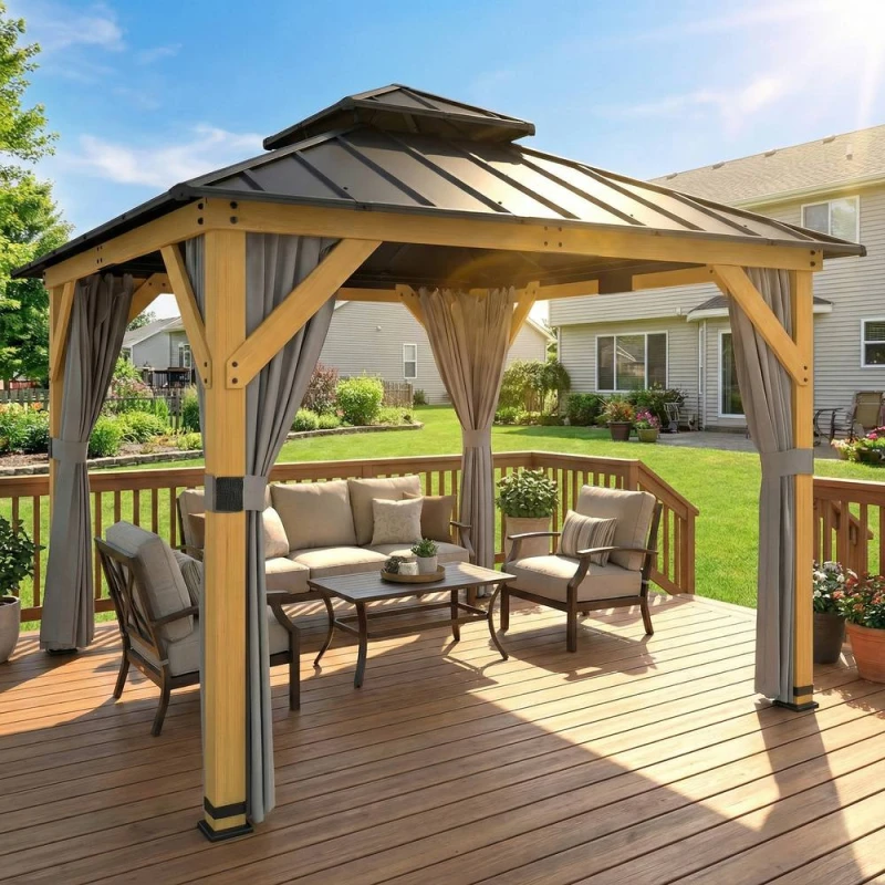 Image of OUTSUNNY 3 x 3m Hardtop Gazebo, Double Roof Garden Gazebo, Grey Size: 3m x 3m Grey Unisex 3m x 3m