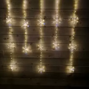 Image of 390 LED 1.2m x 1.3m Twinkling Snowflake LED Curtain Christmas Lights Decoration in Warm White