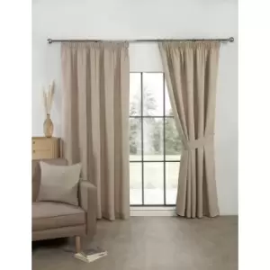 Image of Modern Aztec Pencil Pleat Curtains Linen Natural 46x72 - Beige - Sundour