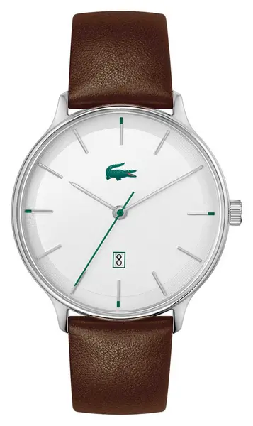 Image of Lacoste 2011167 Mens Club White Dial Brown Leather Watch