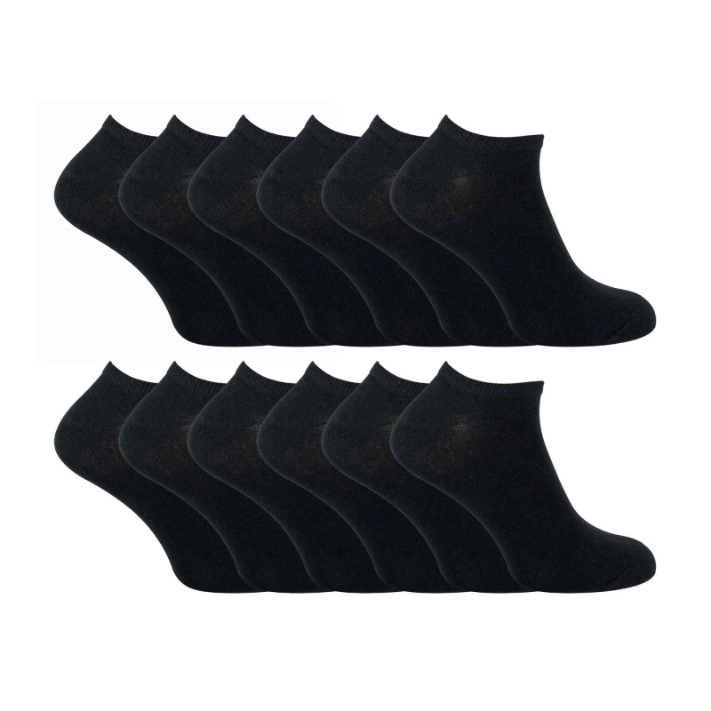 Image of Sock Snob Sock Snob Men Cotton Low Cut Trainer Socks in Black Size: 4-5 Black 4-5 Male 5060910924297