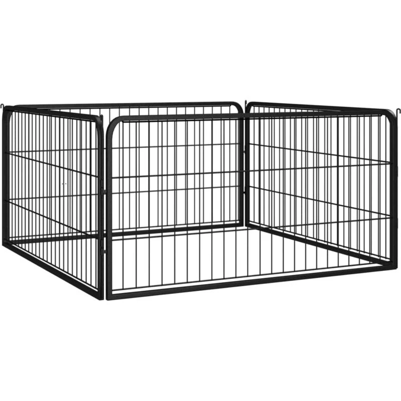 Image of VIDAXL Dog Playpen 4 Panels Black 100x50cm Powder-coated Steel Vidaxl 8720287158677