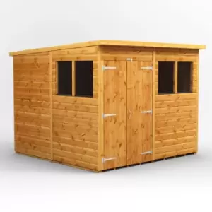 Image of Power Sheds - 8x8 Power Pent Double Door Garden Shed - Brown