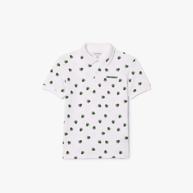 Image of Lacoste Piqu Print Polo Shirt White male 10
