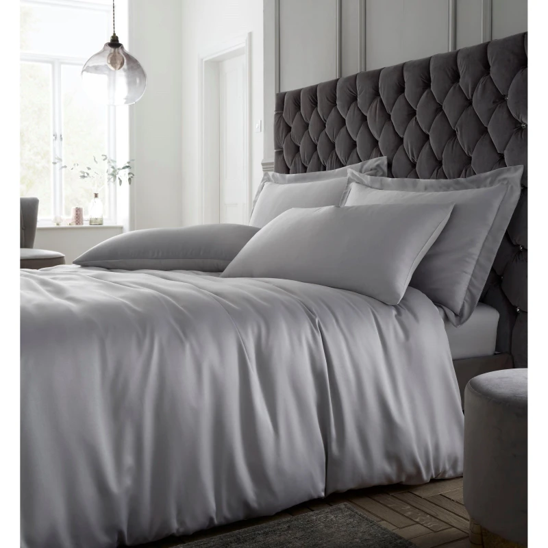 Image of CATHERINE LANSFIELD Catherine Lansfield - Silky Soft Satin Duvet Cover Set, Silver, Double BD/55075/W/DQS/SI